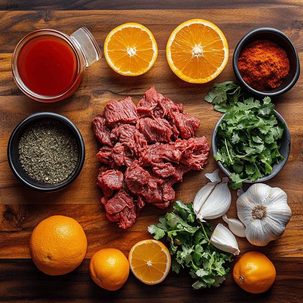 A serving of Beef Carnitas tacos with cilantro and lime.