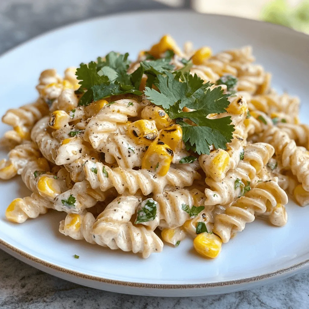 A creamy and flavorful Elote Pasta Salad with grilled corn and cheese
