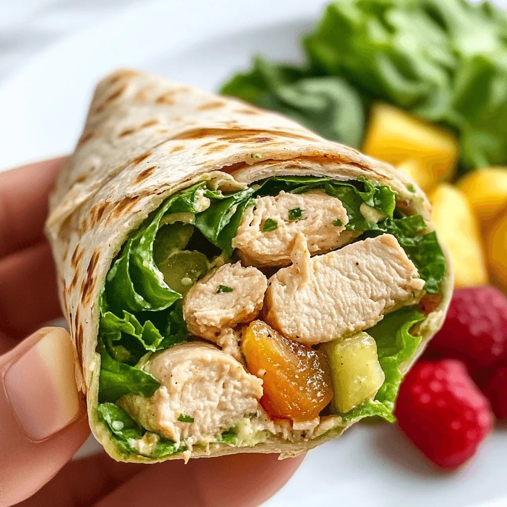 A Chicken Caesar Wrap cut in half with crispy lettuce and creamy dressing.