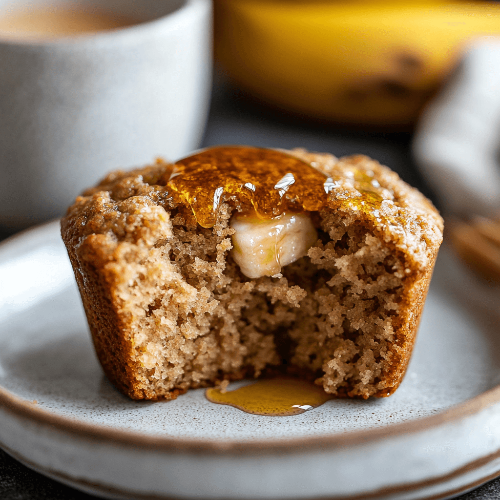 Soft and moist Gluten-Free Banana Bread Muffins with walnuts.