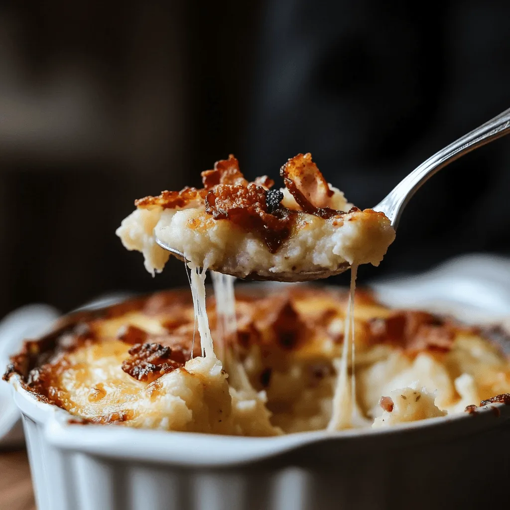 Twice Baked Mashed Potatoes with cheese and bacon