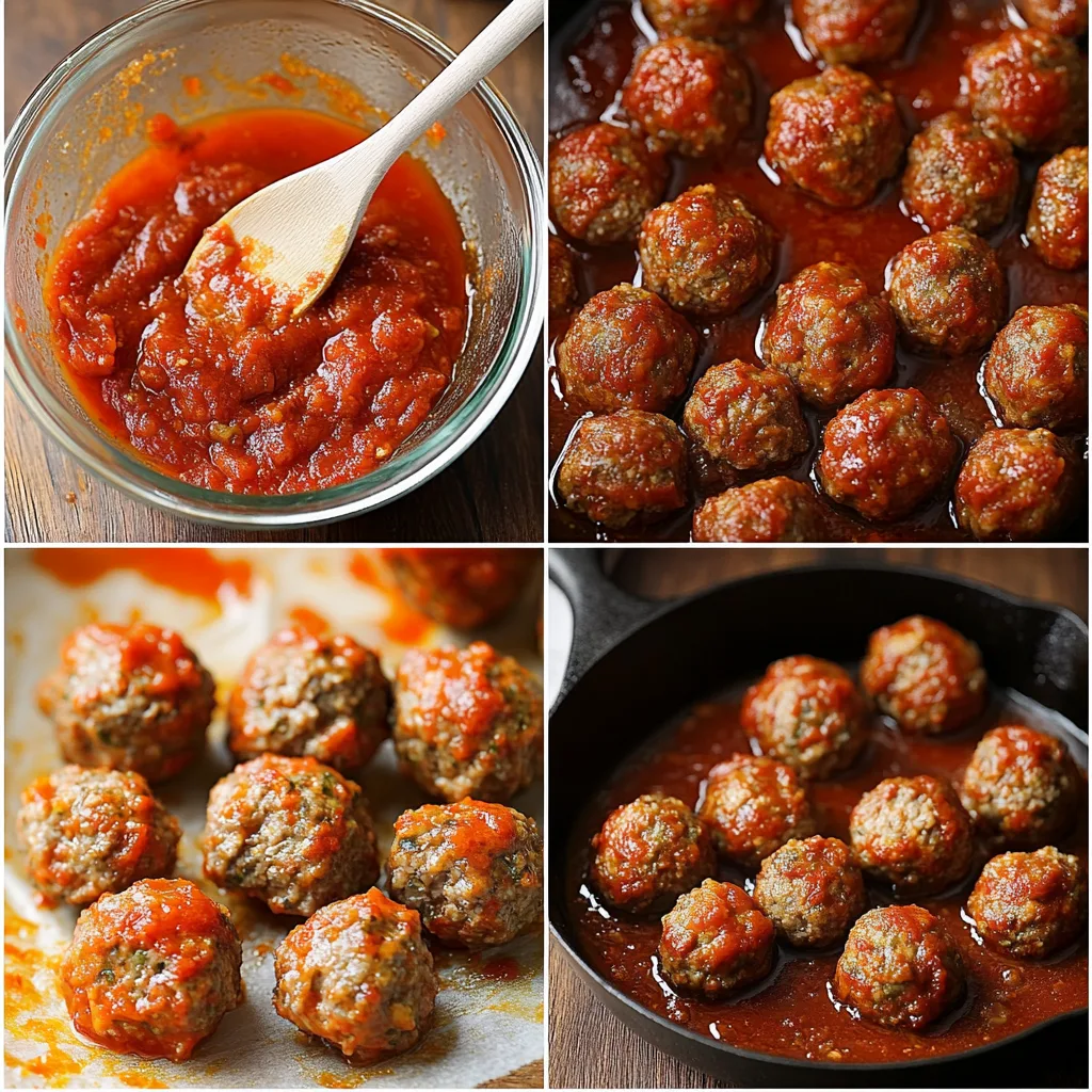 Step-by-step guide to making gluten-free meatballs, from mixing to serving